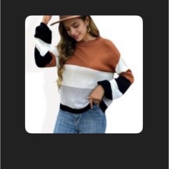 Anna-Kaci Sweaters - Anna-Kaci Color block Long Sleeve Pullover Sweater w/ Ribbed Cuffs Orange Medium